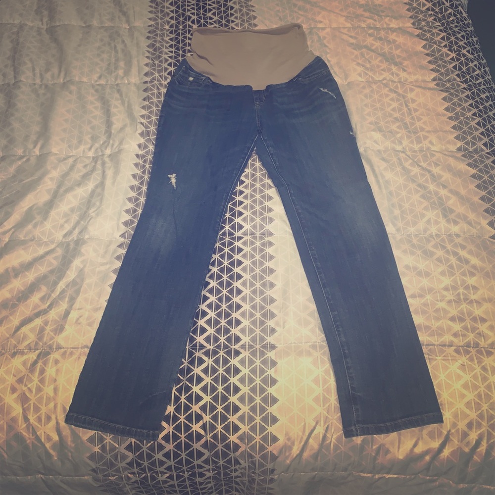 Blue indigo maternity jeans